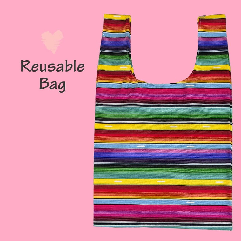 Cotton Reusable T-Shirt Bag Sarape Print